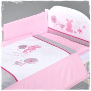 5-dielny posteľný komplet 135x100cm, Zajačik/ružový